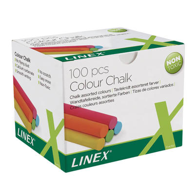 Tavlekridt Linex CCCHW ass. farver 100stk/pk. 