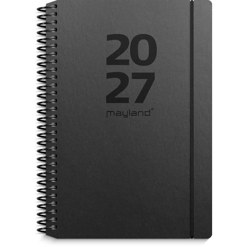Ugekalender A6 2027 Mayland  tværformat matsort genbr karton