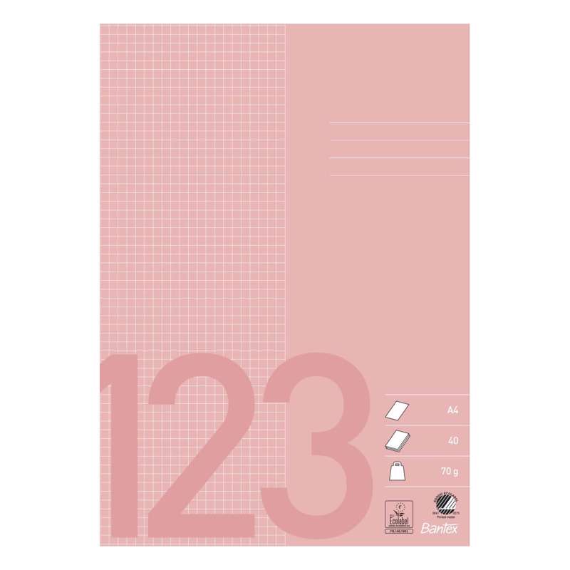 Skolehæfte Bantex A4 kvad., gammelrosa