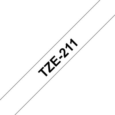 Labeltape Brother TZe211 6mm sort på hvid lamineret