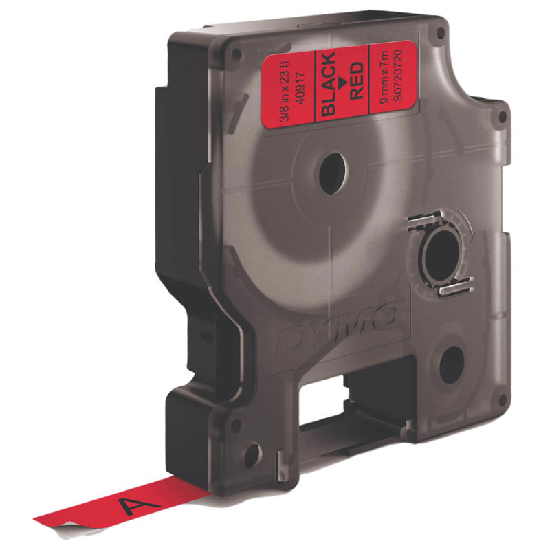 Labeltape DYMO D1 9mm sort på rød 40917