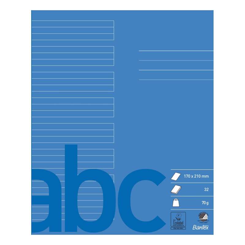 Skolehæfte Bantex 17x21cm lin 24 linjer 32bl 70g koboltblå
