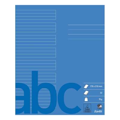 Skolehæfte Bantex 17x21cm lin 24 linjer 32bl 70g koboltblå