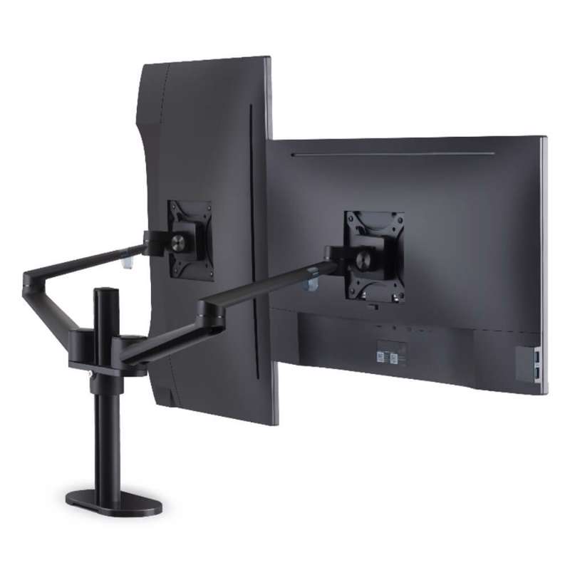 Monitorarm Titan justerbar 360gr dual, sort