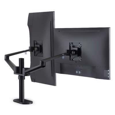 Monitorarm Titan justerbar 360gr dual, sort