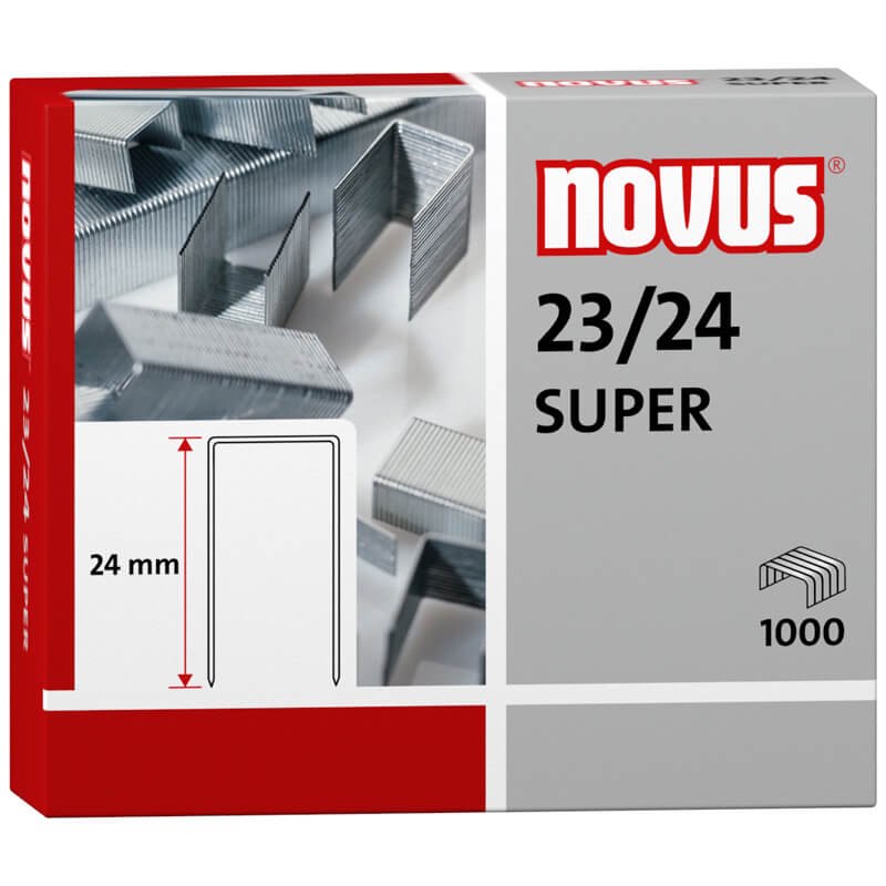 Hæfteklamme Novus Super 23/24 galvaniserede 1000stk/pak