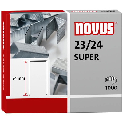 Hæfteklamme Novus Super 23/24 galvaniserede 1000stk/pak