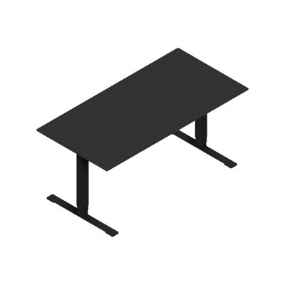 Hæve/sænke bord Dencon 03504 1600x800 sort stel antr. lam pl