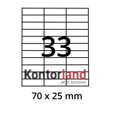 Etiketter Xerox label 70x25mm 003R97410 33stk/ark 100ark/æsk