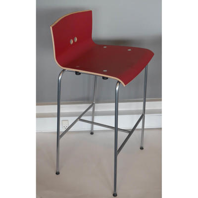 Log stol Rumas lav ryg R118HL rød/sølv