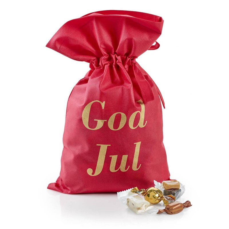 Julegave 2025 Rød Stofpose Julemix
