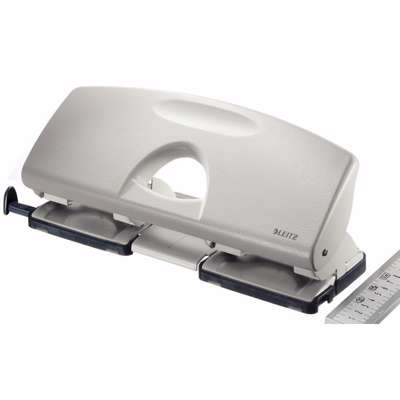 Hulapparat Leitz grå 4-huls m/skinne t/25ark 5012