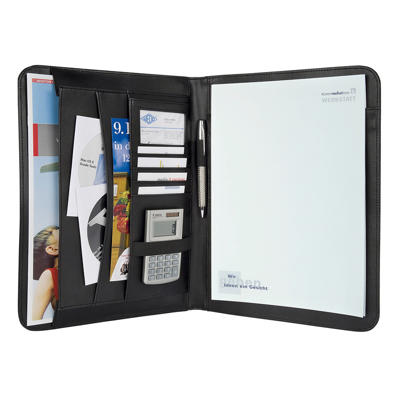 Konferencemappe Wedo A4 sort læderlook leveres i gaveæske