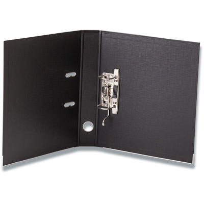 Brevordner Q-Line sort A4 metalskinne 50mm ryg