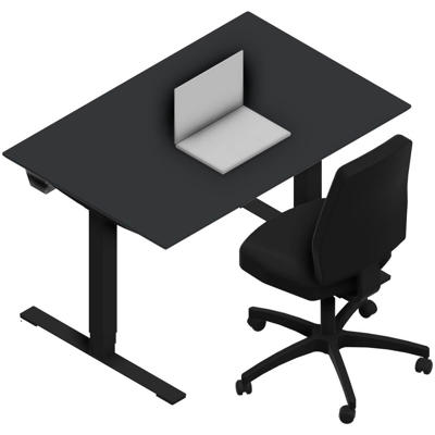 Hæve-sænkebord Dencon 03501 1200x800 sort stel antr. lam pl