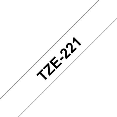 Labeltape Brother TZe221 9mm sort på hvid lamineret