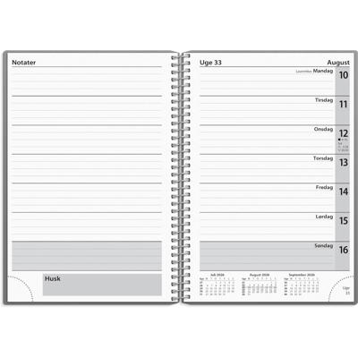 Ugekalender tværformat grå PP-plast 2026