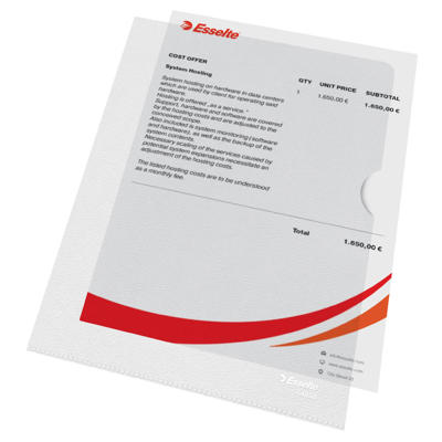 Plastomslag A5 105my åben top/ven præget 100stk/pk