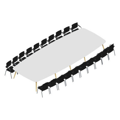 Konferencebord Dencon XL 1908 600x240 HPL hvid/eg