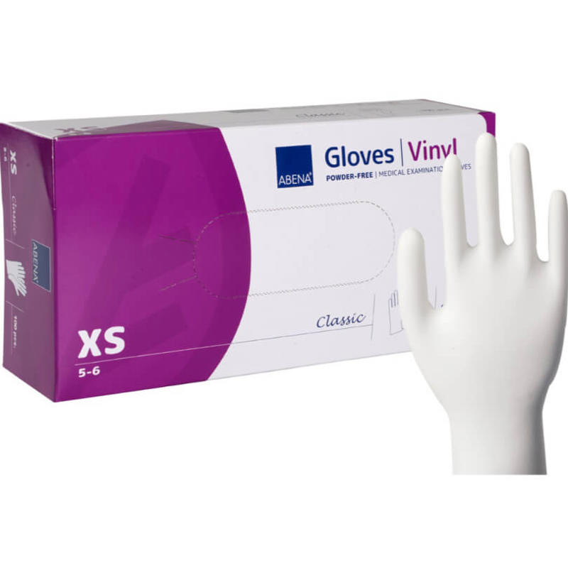 Undersøgelseshandske vinyl str. XS pudderfri pk./100