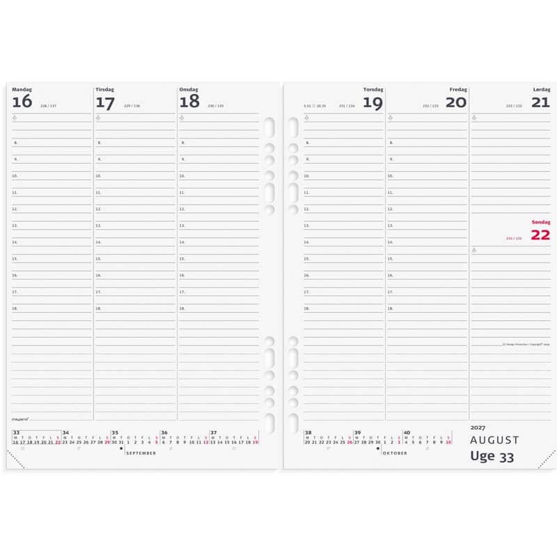 System A5 ugekalender 2027 Mayland højformat REFILL