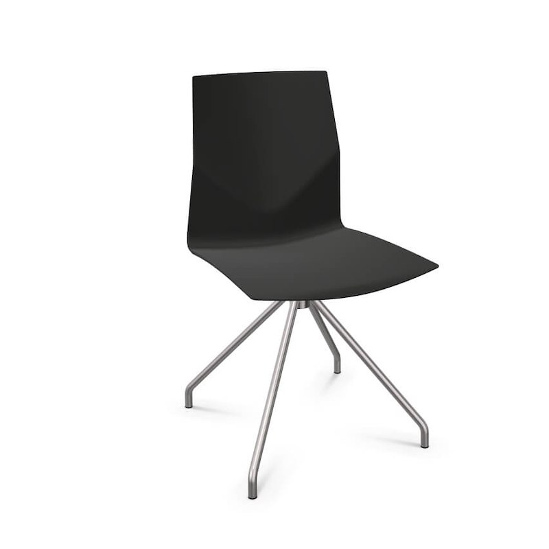 Konferencestol FourCast 2 sort plast skal m. krom stel