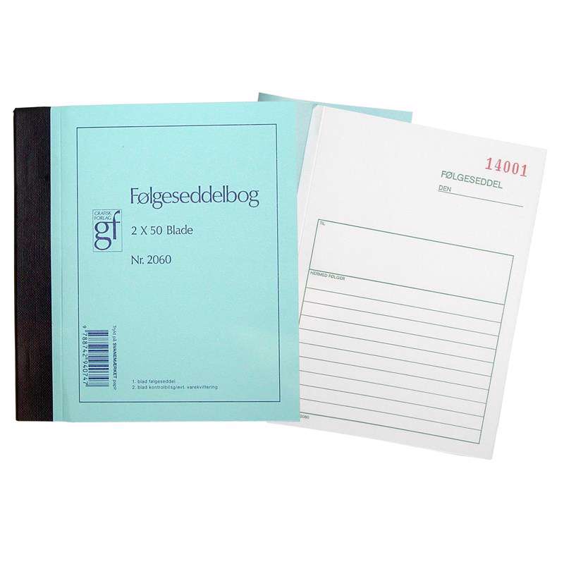 Følgeseddelbog 2060 108x148 mm 50 bl m/kopi