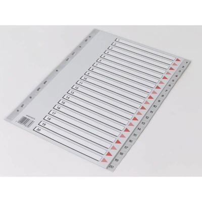 Plastregister Q-Line A4 1-20 grå m/kartonforblad 17875