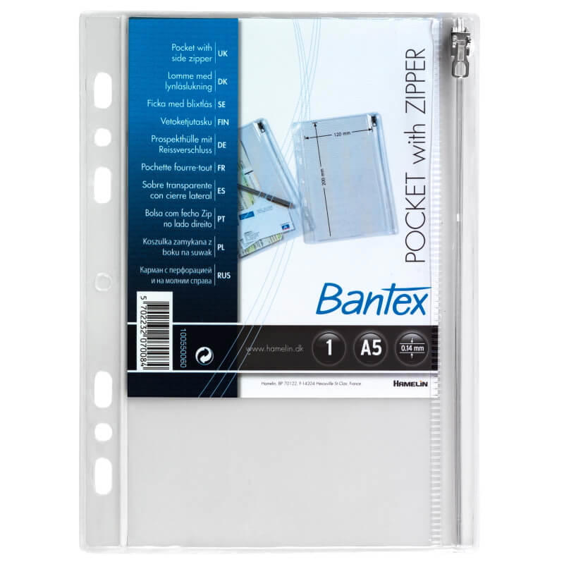 Plastlomme A5 m/lynlås, 2070-08