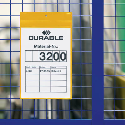 Lagerlomme m. supermagnet A4 tvær gul pk./10