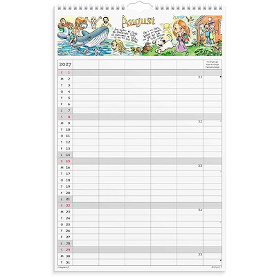 Familiekalender 2027 Mayland 5 kol. m. stickers