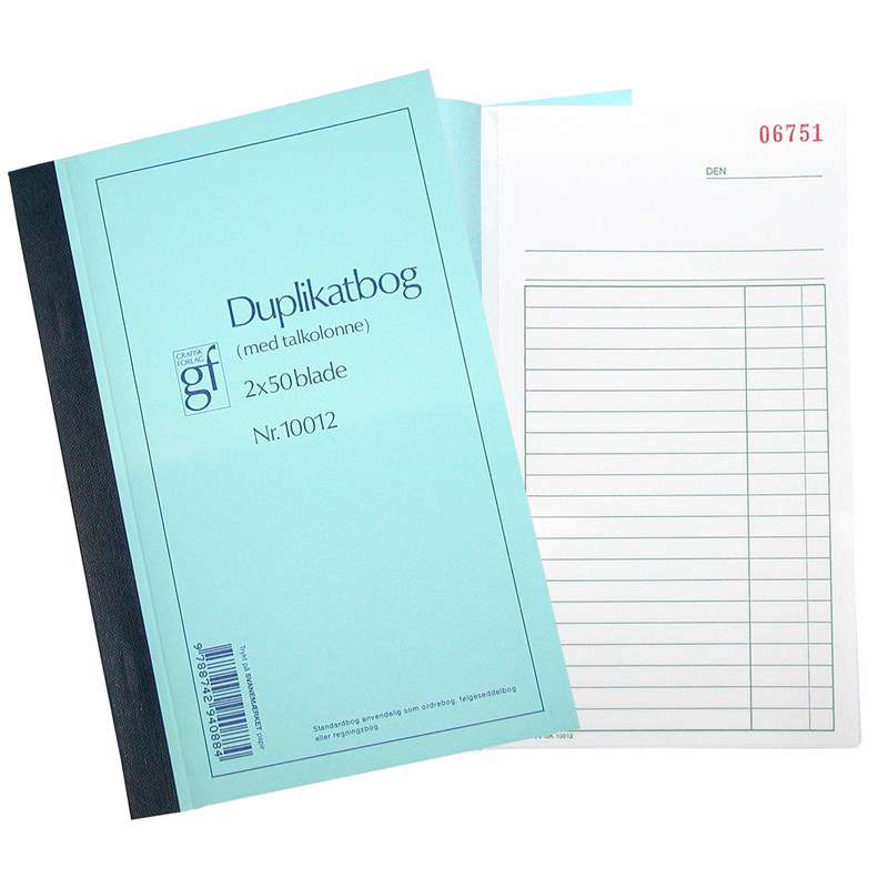 Duplikatbog 10012 108x197 mm fortløbende nr 50 bl m/kopi