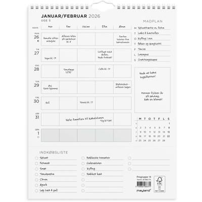 Familiekalender Ugeplan m. lister 2026