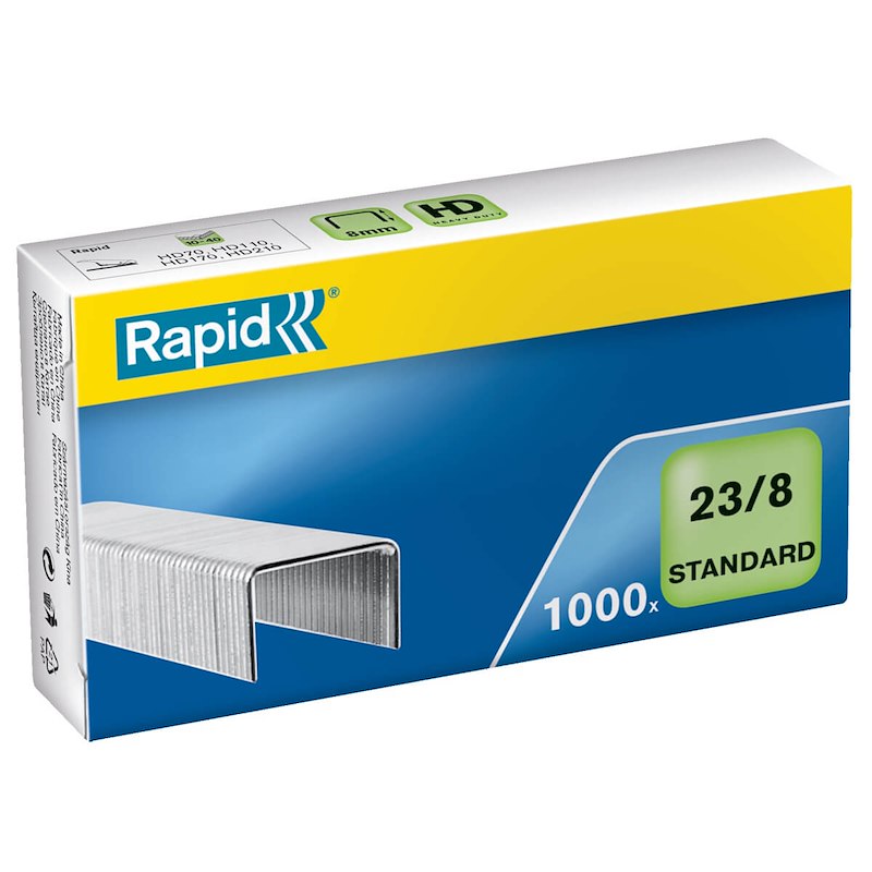 Hæfteklamme galvaniseret 23/8 Rapid standard 1000stk/pak