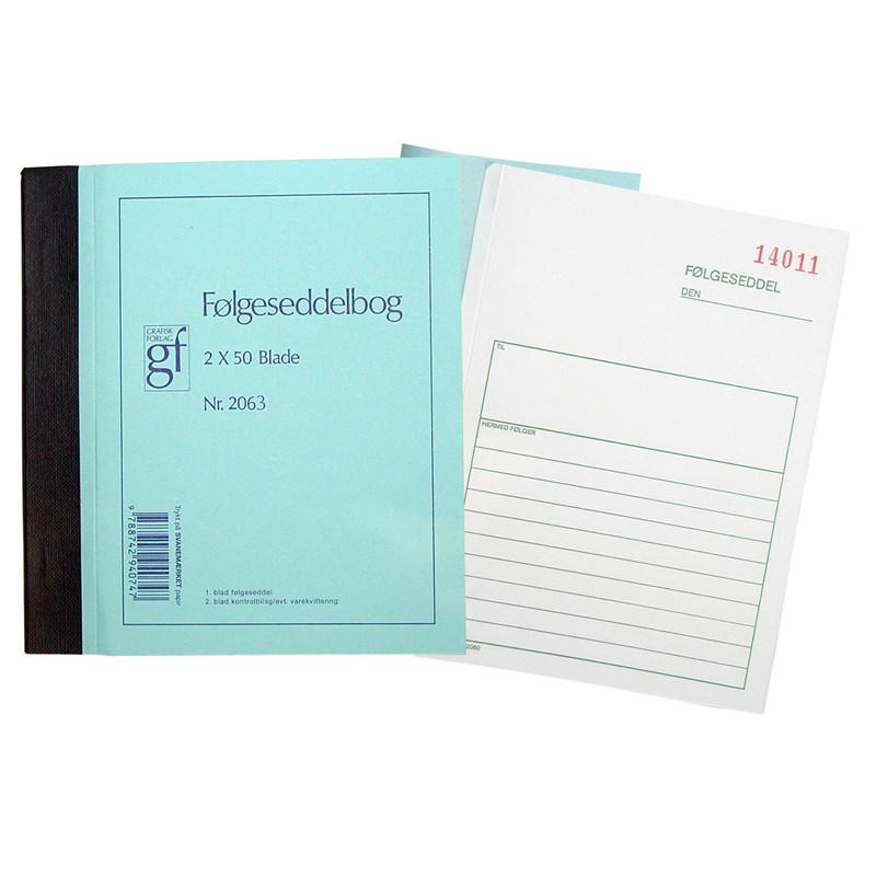 Følgeseddelbog 2063 148x197 mm 50 bl m/kopi