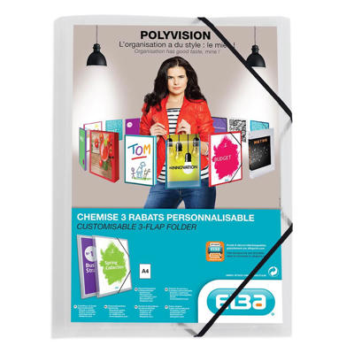 Plastmappe A4 transparent m/3 klap & elastik. 342408