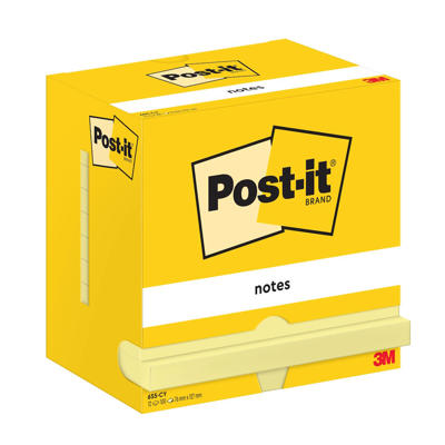 Post-it notes 655 76x127mm gul 100bl 3M 12blk/pk.