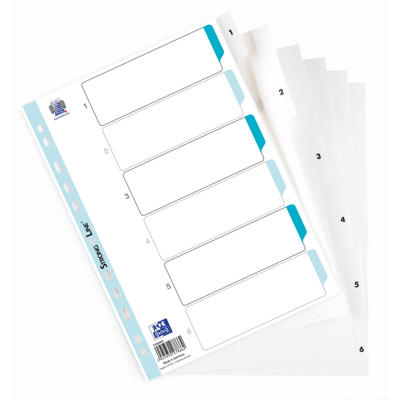 Register Strong-Line A4 1-6 i plast m/forblad hvid