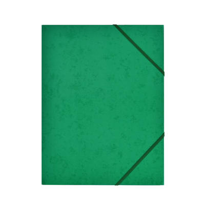 Mappe Q-Line A4 m/elastik karton m/3 klapper grøn