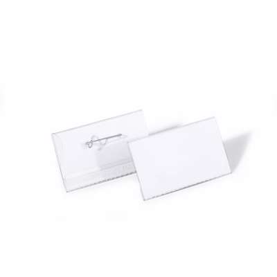 Navneskilt m/nål 40x75mm robust plast 100 stk/pk