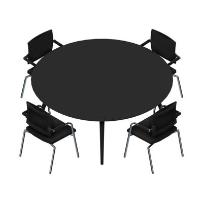 Konferencebord Dencon XL 1909 Ø180 HPL sort/sort