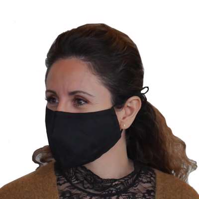 Mundbind stof / bomuld 3-lags m/næsekl. sort