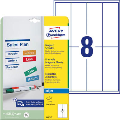 Etiketter Avery label magnetisk inkjet 50x140mm J8875-5