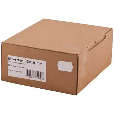 Etiketter 26x16 hvid perm. 12rl x1500stk