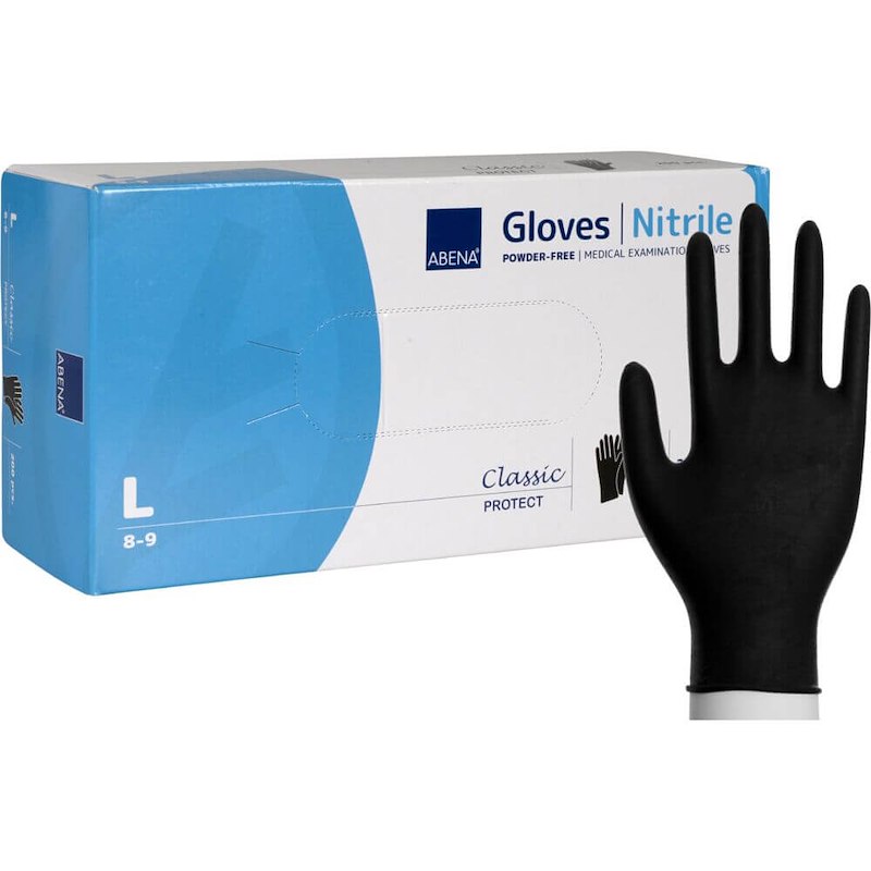 Nitrilhandsker sort large pudderfri 200stk/pk.