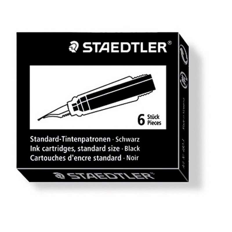 Refill blækpatron t/fyldepen Staedtler sort 6stk/pk