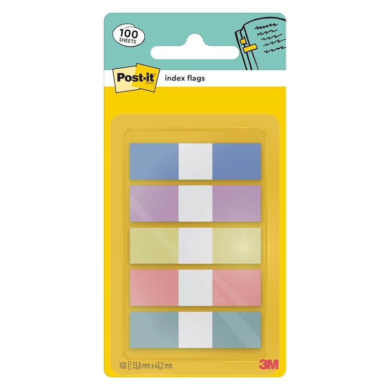 Indexfaner Post-it smal 683-5PASTEL dispenser ass 5x20bl/pk.