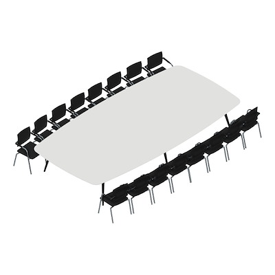 Konferencebord Dencon XL 1906 480x240 HPL hvid/sort