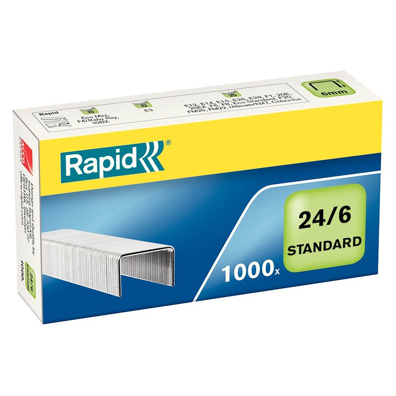 Hæfteklamme Rapid Stand. 24/6 galvaniserede 1000stk/pak