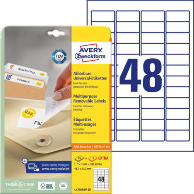 Etiketter Avery label aftagelige 45,7x21,2mm L4736REV-25